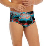 Digital Glitch Astronaut Skull Print Men's Briefs