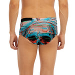 Digital Glitch Astronaut Skull Print Men's Briefs