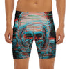 Digital Glitch Astronaut Skull Print Men's Long Boxer Briefs