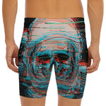 Digital Glitch Astronaut Skull Print Men's Long Boxer Briefs