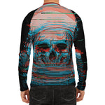Digital Glitch Astronaut Skull Print Men's Long Sleeve Rash Guard