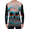 Digital Glitch Astronaut Skull Print Men's Long Sleeve T-Shirt