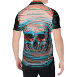Digital Glitch Astronaut Skull Print Men's Shirt