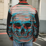 Digital Glitch Astronaut Skull Print Men's Shirt Jacket