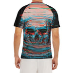 Digital Glitch Astronaut Skull Print Men's Short Sleeve Rash Guard