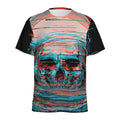 Digital Glitch Astronaut Skull Print Men's Athletic T-Shirt