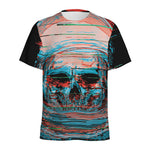 Digital Glitch Astronaut Skull Print Men's Sports T-Shirt