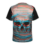 Digital Glitch Astronaut Skull Print Men's Sports T-Shirt