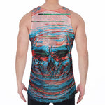 Digital Glitch Astronaut Skull Print Men's Velvet Tank Top