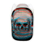 Digital Glitch Astronaut Skull Print Mesh Laundry Hamper