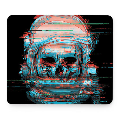 Digital Glitch Astronaut Skull Print Mouse Pad