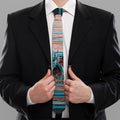 Digital Glitch Astronaut Skull Print Necktie