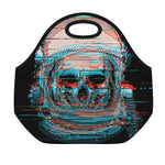 Digital Glitch Astronaut Skull Print Neoprene Lunch Bag