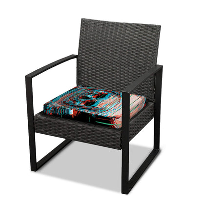 Digital Glitch Astronaut Skull Print Outdoor Seat Cushion Cover
