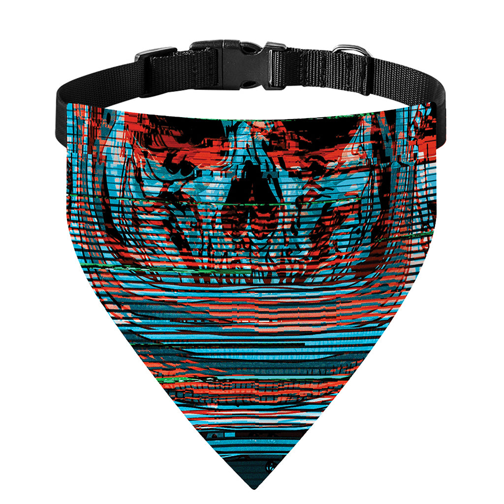 Digital Glitch Astronaut Skull Print Over The Collar Dog Bandana