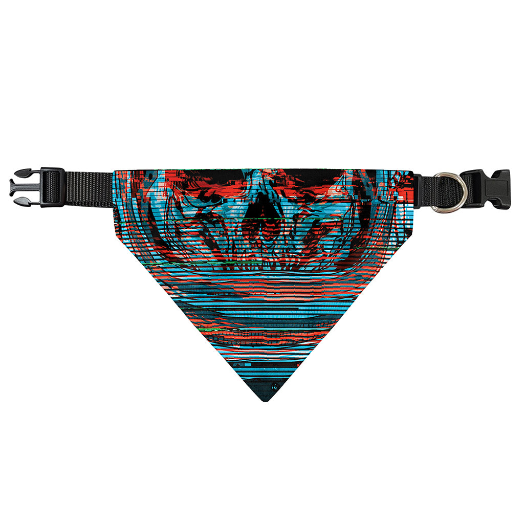 Digital Glitch Astronaut Skull Print Over The Collar Dog Bandana