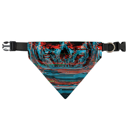 Digital Glitch Astronaut Skull Print Over The Collar Dog Bandana