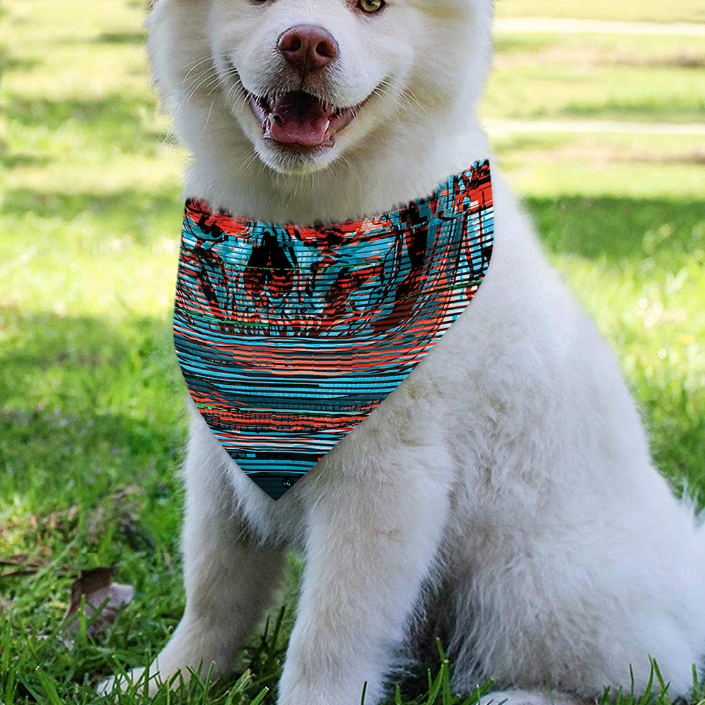 Digital Glitch Astronaut Skull Print Over The Collar Dog Bandana