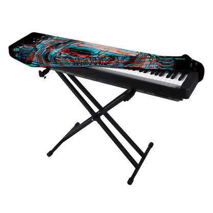 Digital Glitch Astronaut Skull Print Piano Keyboard Cover