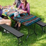 Digital Glitch Astronaut Skull Print Picnic Table Cover