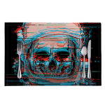 Digital Glitch Astronaut Skull Print Placemat