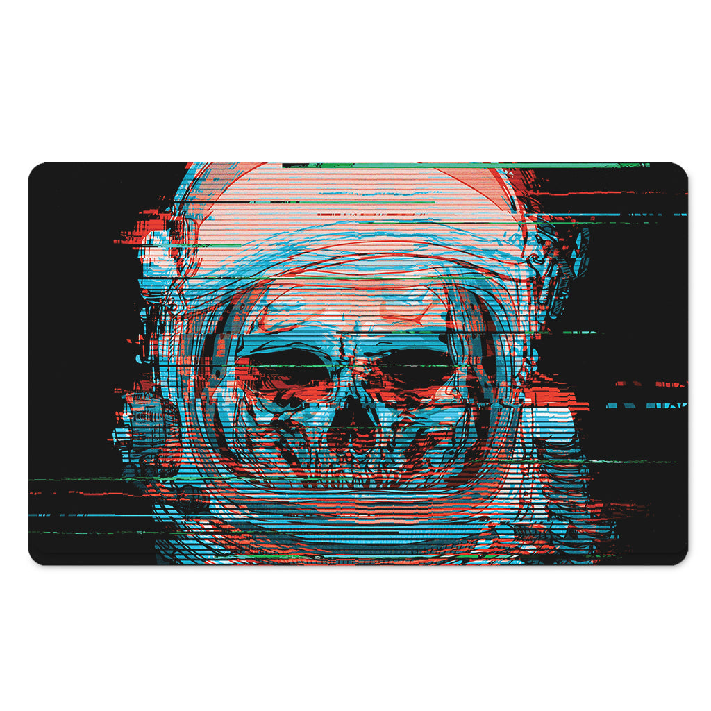 Digital Glitch Astronaut Skull Print Polyester Doormat