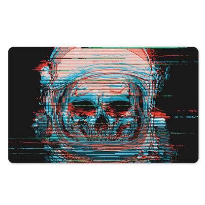 Digital Glitch Astronaut Skull Print Polyester Doormat