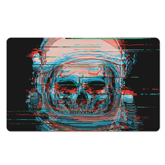 Digital Glitch Astronaut Skull Print Polyester Doormat