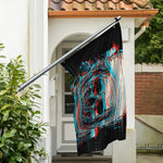 Digital Glitch Astronaut Skull Print Polyester Flag