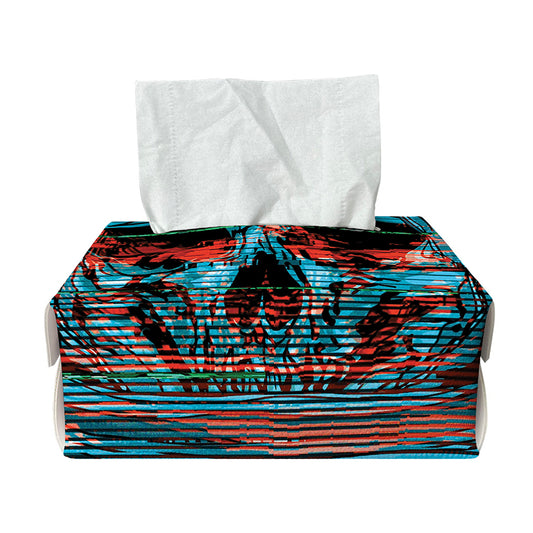 Digital Glitch Astronaut Skull Print Rectangle Tissue Box Cover