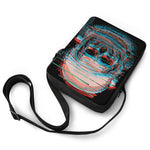 Digital Glitch Astronaut Skull Print Rectangular Crossbody Bag