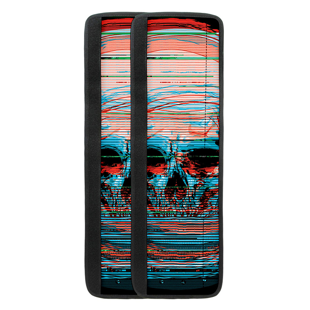 Digital Glitch Astronaut Skull Print Refrigerator Handle Covers
