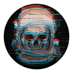 Digital Glitch Astronaut Skull Print Round Blanket