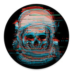 Digital Glitch Astronaut Skull Print Round Floor Mat