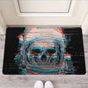 Digital Glitch Astronaut Skull Print Rubber Doormat