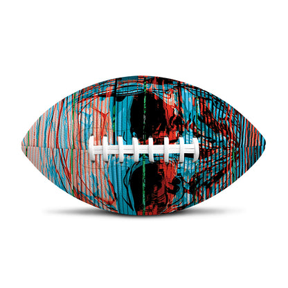 Digital Glitch Astronaut Skull Print Rugby Ball