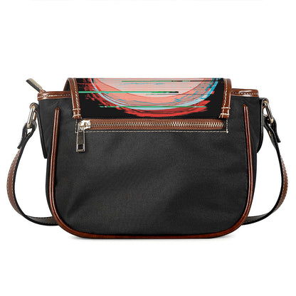 Digital Glitch Astronaut Skull Print Saddle Bag