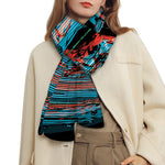 Digital Glitch Astronaut Skull Print Scarf