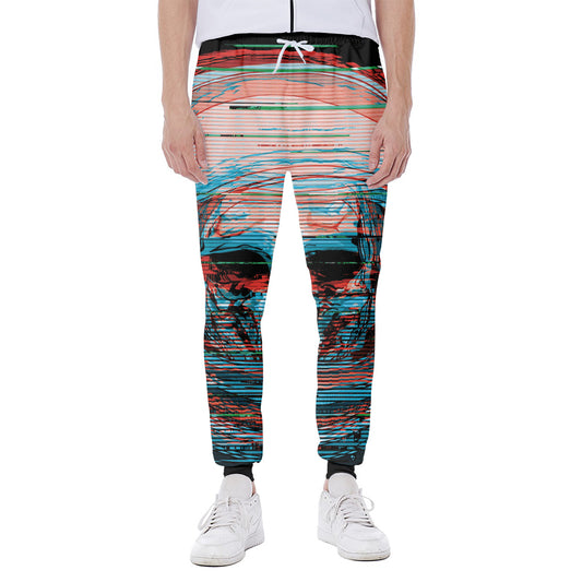 Digital Glitch Astronaut Skull Print Scuba Joggers