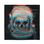Digital Glitch Astronaut Skull Print Silk Bandana