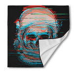 Digital Glitch Astronaut Skull Print Silk Bandana