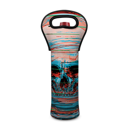 Digital Glitch Astronaut Skull Print Single Neoprene Wine Tote