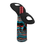 Digital Glitch Astronaut Skull Print Single Neoprene Wine Tote