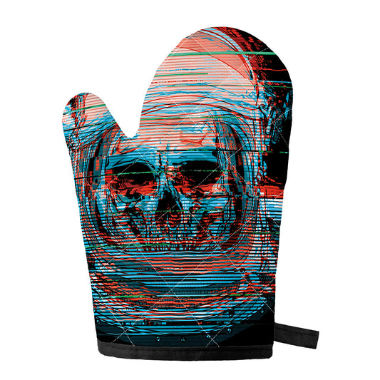 Digital Glitch Astronaut Skull Print Single Oven Mitt