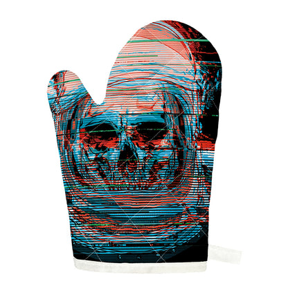 Digital Glitch Astronaut Skull Print Single Oven Mitt