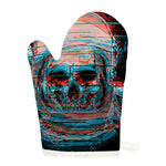 Digital Glitch Astronaut Skull Print Single Oven Mitt