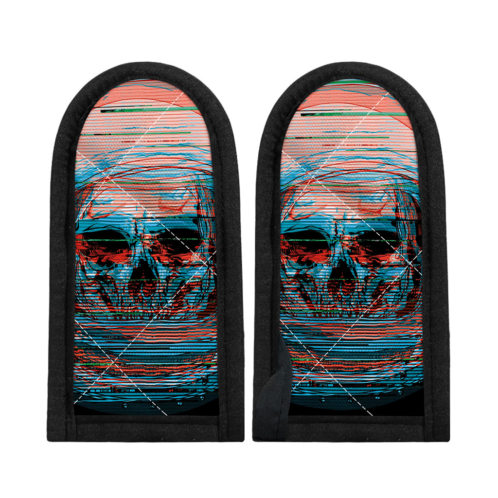 Digital Glitch Astronaut Skull Print Skillet Handle Cover