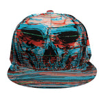 Digital Glitch Astronaut Skull Print Snapback Cap