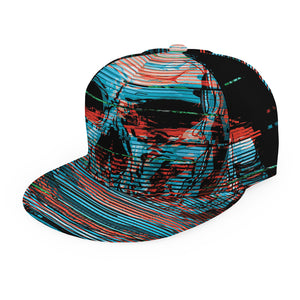 Digital Glitch Astronaut Skull Print Snapback Cap