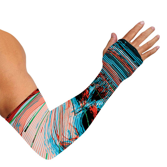 Digital Glitch Astronaut Skull Print Sun Protection Arm Sleeves